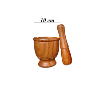 Bộ Cối Chày Gỗ Cao Cấp Đế Chân 10 Mini