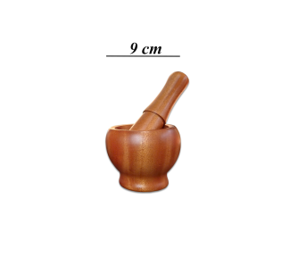 Bộ Cối Chày Gỗ Cao Cấp Kiểu Dáng Hình Lu 09 Mini